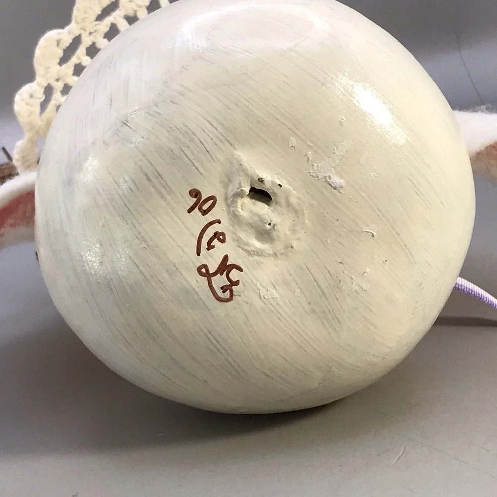 Painted‎ Gourd Bunny Rabbit Felt Ears Signed